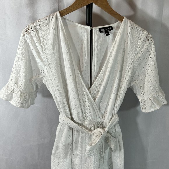 TOPSHOP White Eyelet Romper Size 6 - Picture 6 of 11